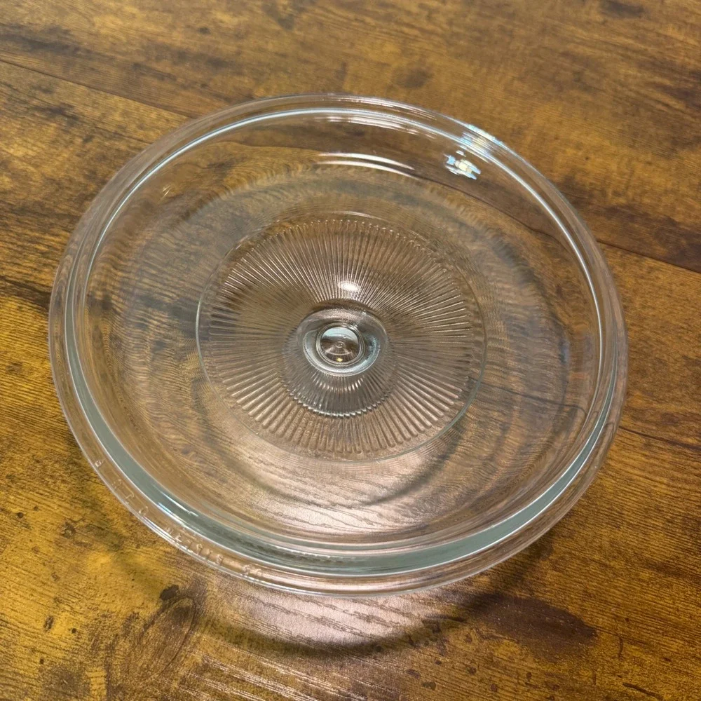 Vtg Pyrex G-5-C-A Clear Glass Ribbed Sunburst Casserole Replacement Lid 7.5 Inch